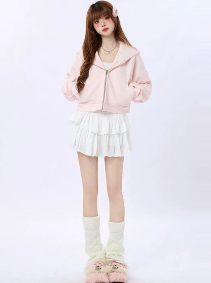 Sweat à capuche Milky Short Spring Sweet