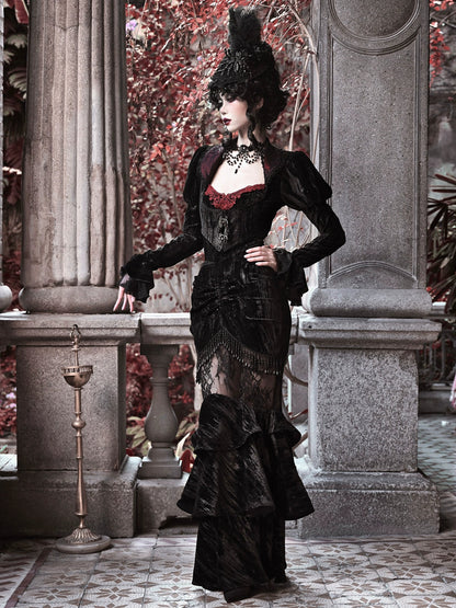 Kurze Gothic Spinnenjacke aus Samt