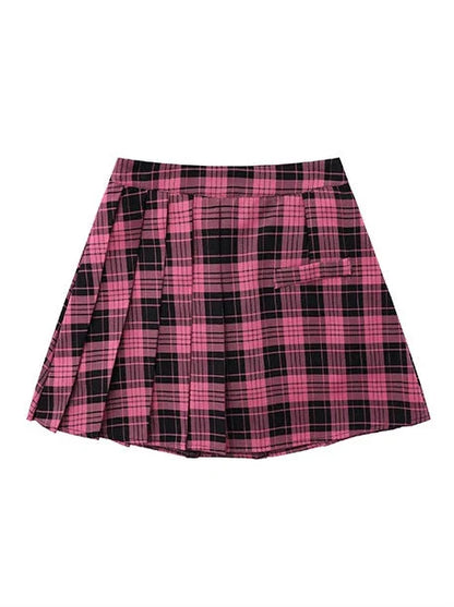 Suspender Style Top Skirt College Checked