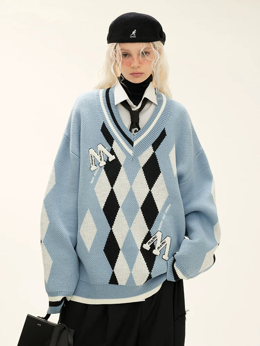 ブルーニット ルーズオーバー アーガイルカレッジ