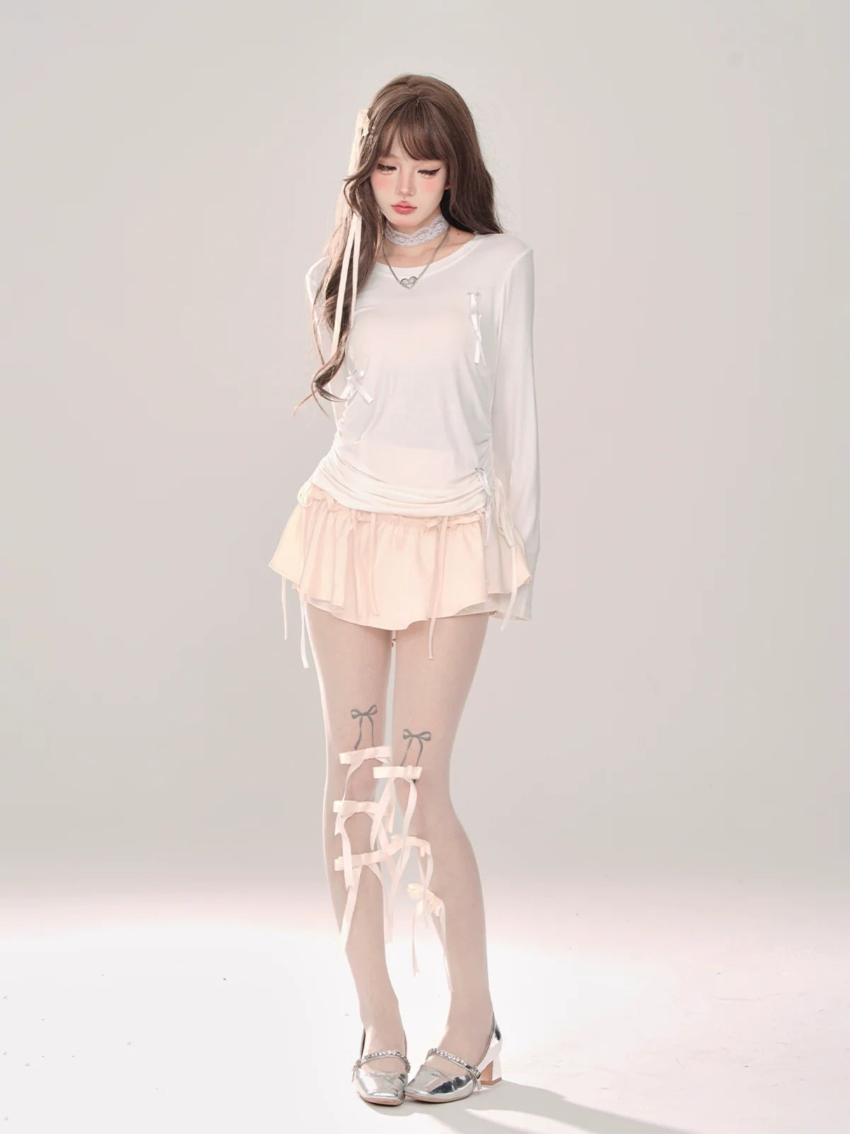 Sweet Long Ribbon Drawstring T
