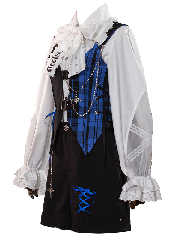 Suit Set Complete Check Vest Pants Skirt Shirt Prince