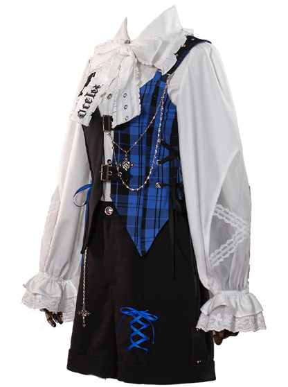 Suit Set Complete Check Vest Pants Skirt Shirt Prince