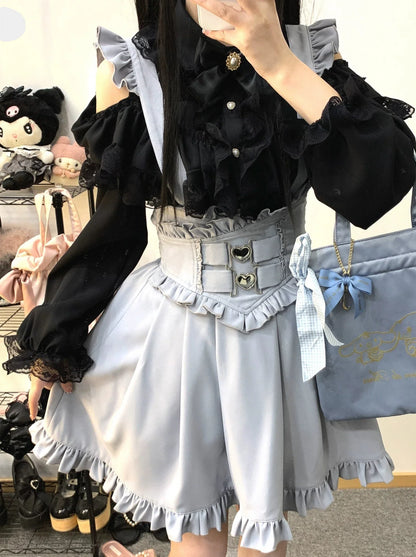 リボンレースオフショルダーシャツ