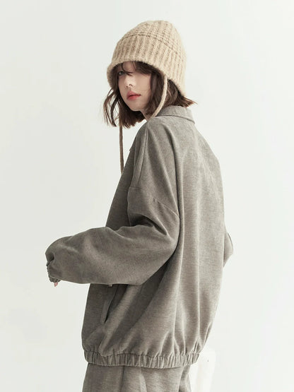 Loose Top Lapel Polo Zip-up