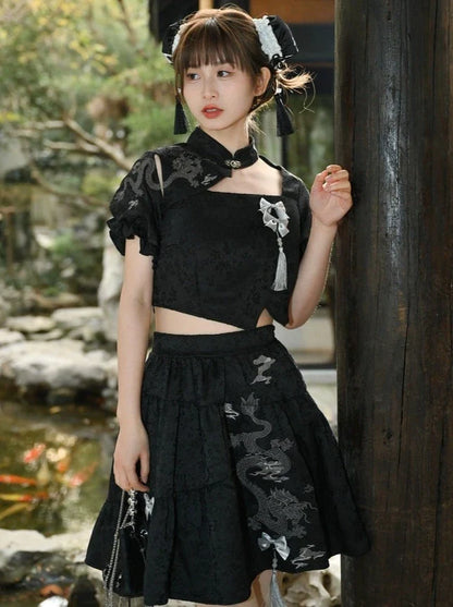 スカート チャイナ フレア ドラゴン