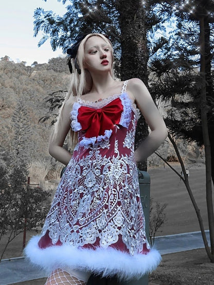 Christmas Elegant Gothic Red Cami Dress