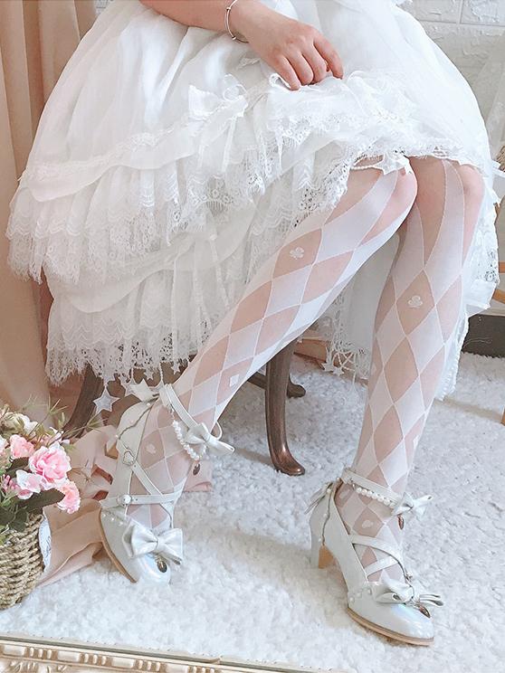 Black/White Circus Diamond Pattern Tights