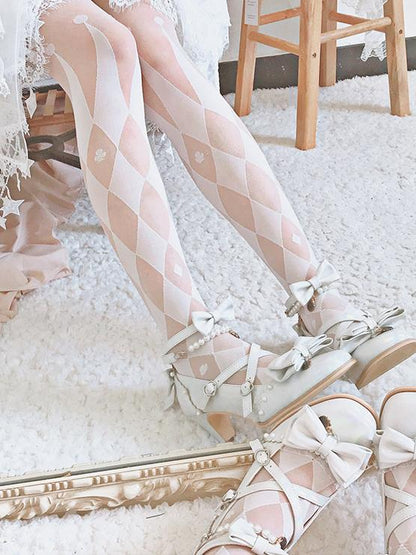 Black/White Circus Diamond Pattern Tights