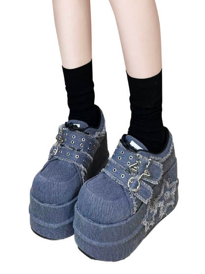 Denim Subculture Hot Girl Chaussures Plateforme Star