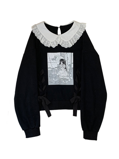 Illustration Printed Doll Color Sweatshirt
