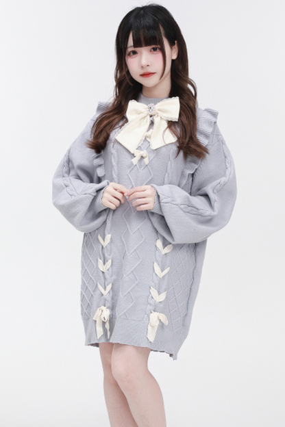 Neck Flying Dress High Sleeve Sweater