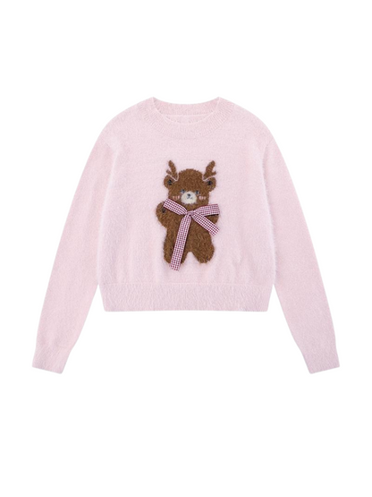 Bear Knit Ribbon Cropped