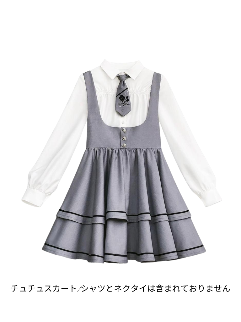 Ensemble chemise Berry à manches longues et manches bouffantes, jupe à nouer et tutu à bretelles