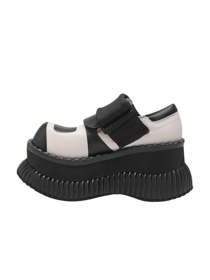Platform Casual Shoes Leather Velcro