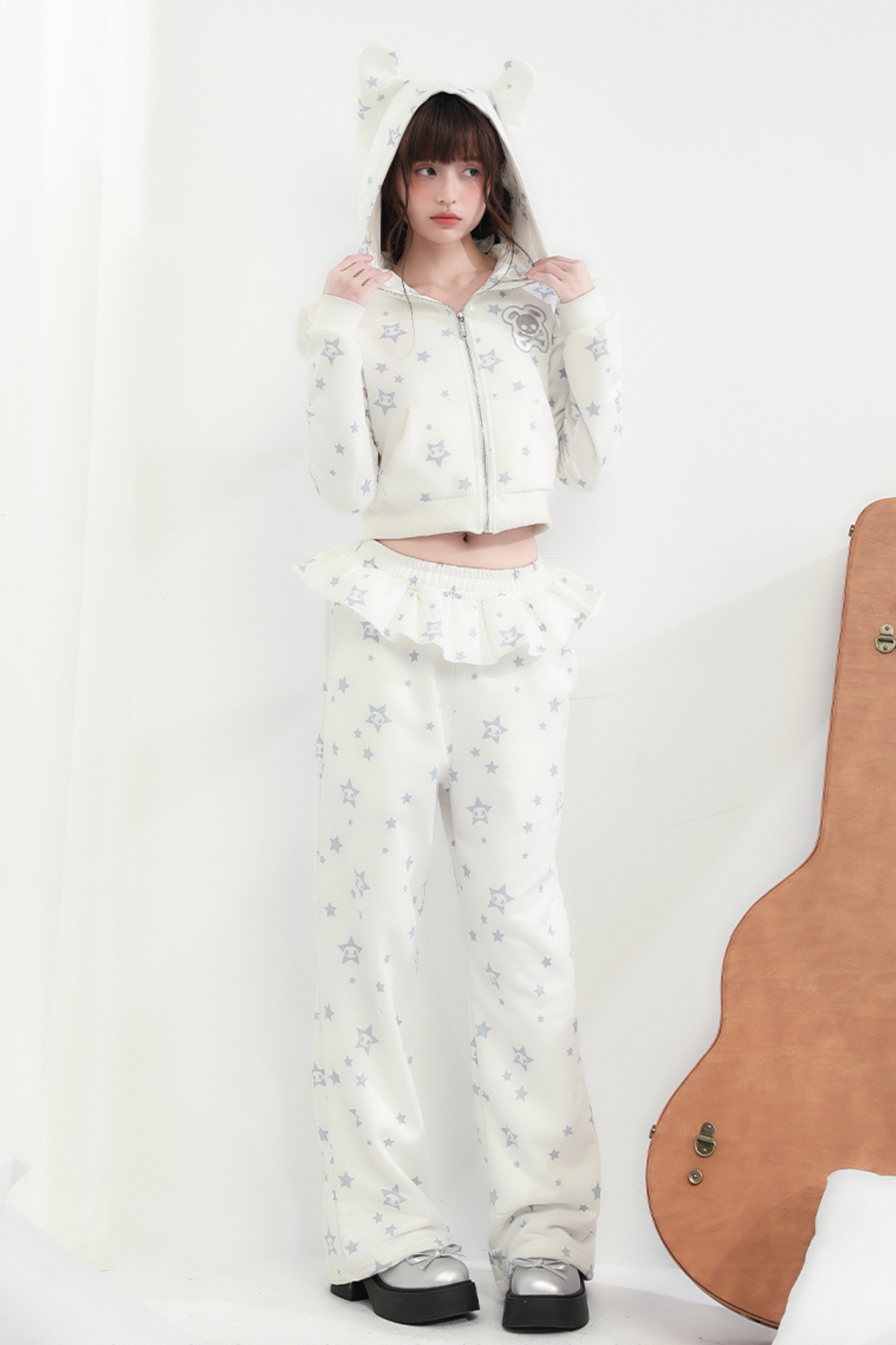 Animal Pants Loose Hoodie Hooded Ear + Ruffle