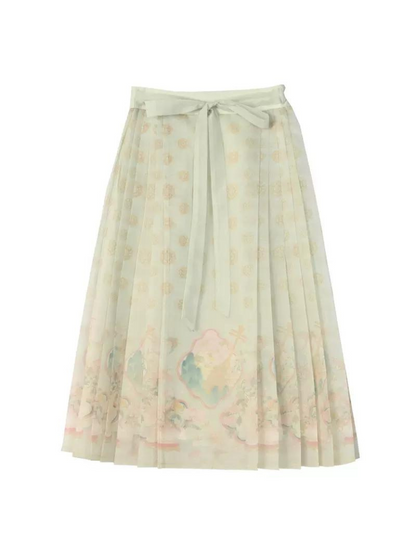 Ensemble floral en mousseline de soie légère de Chine verte