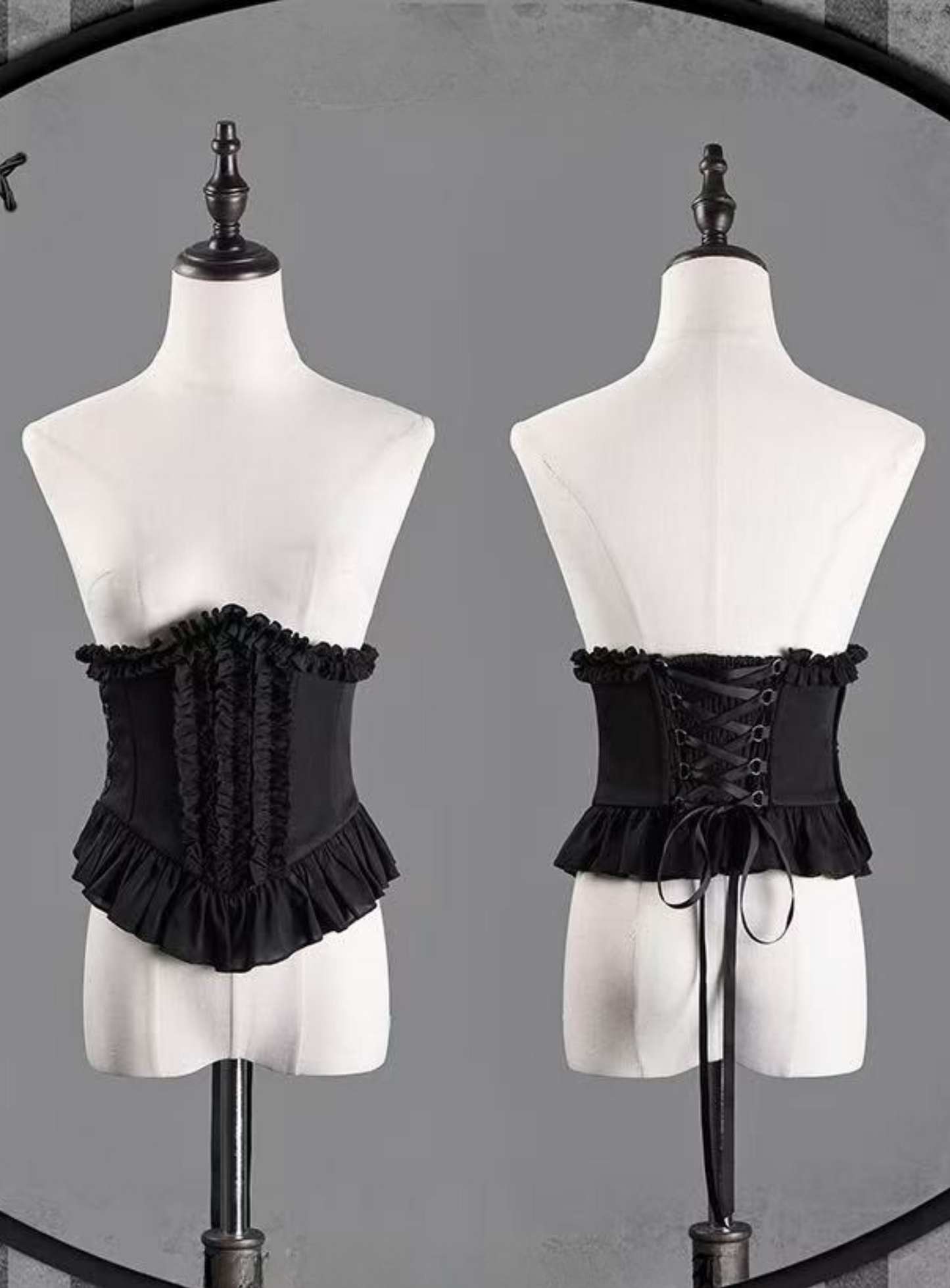 shirt gusset-sleeved + Reservations skirt striped corset Dark