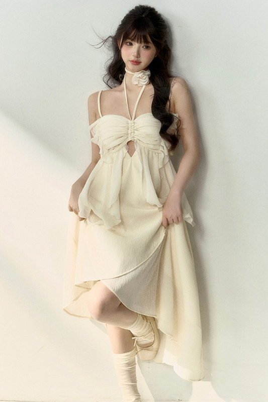 Wind Neck French + Seaside Kleid Neckholder Blume