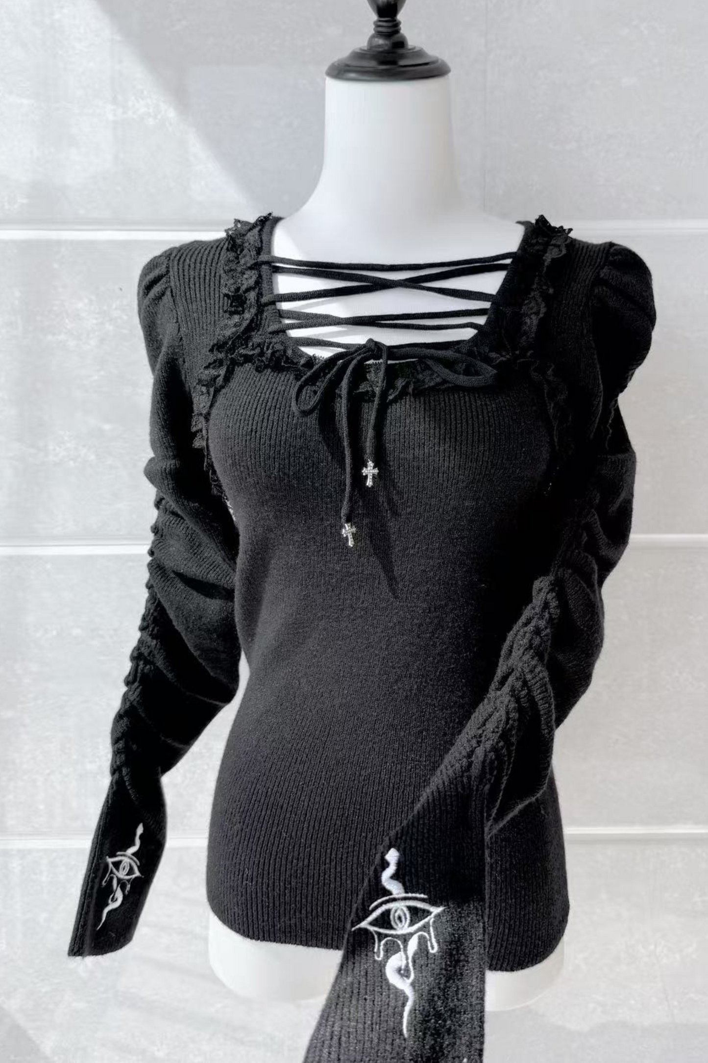 dark lace-up tops Mine design