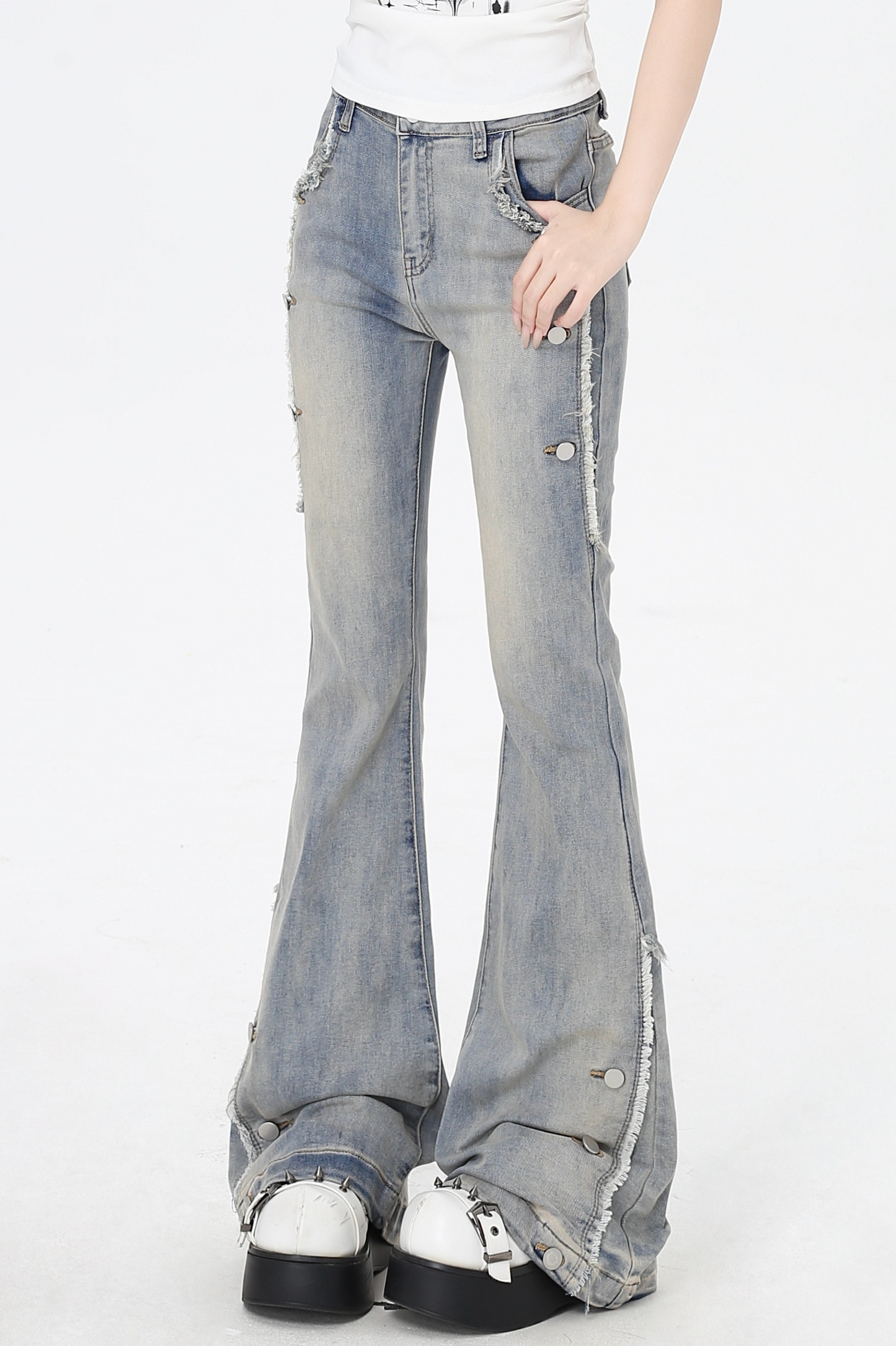 Flared Jeans Waist High Micro Slim Vintage