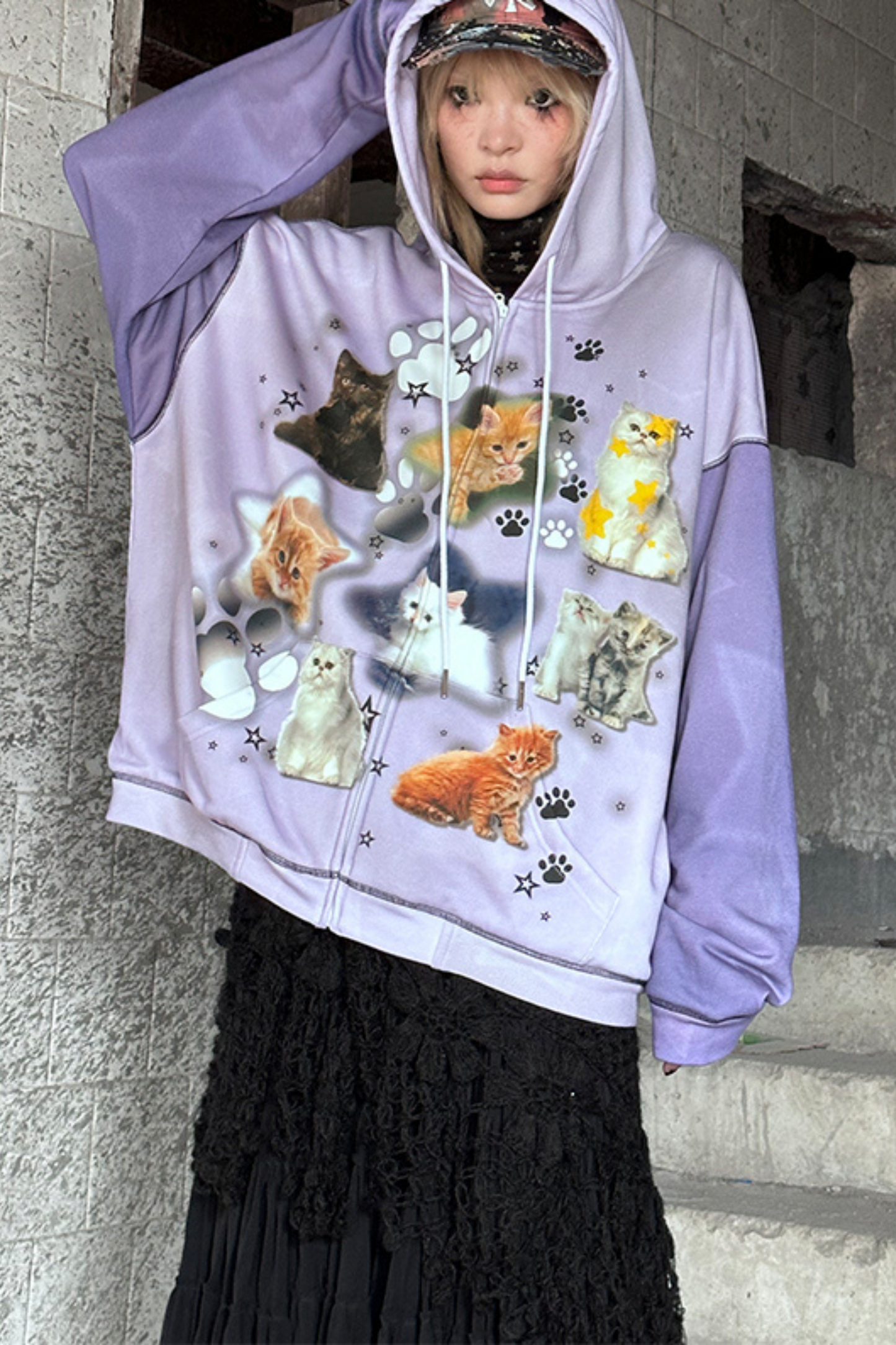 Colorful Sweatshirt Spray Cat Art