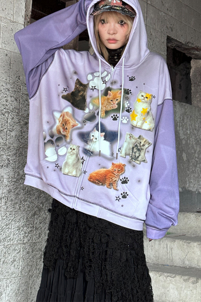 Colorful Sweatshirt Spray Cat Art