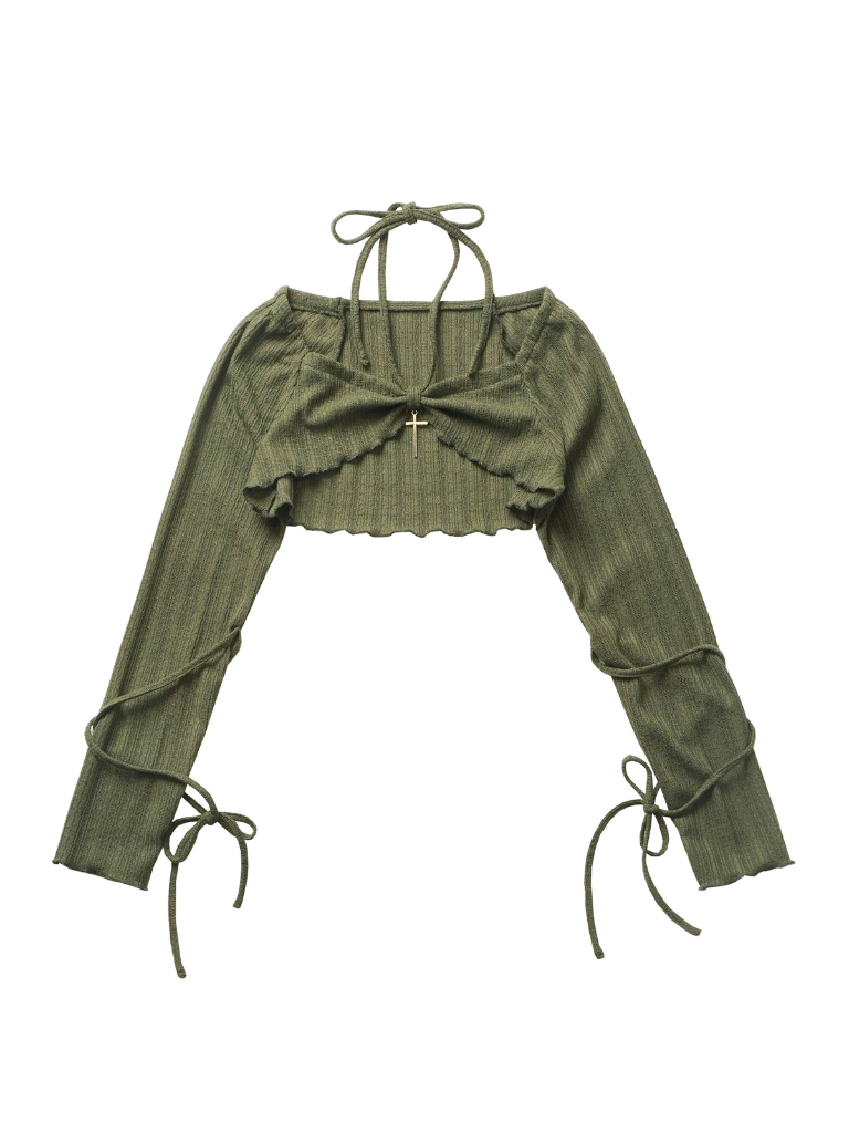 Veste courte américaine en denim vert rétro à licou