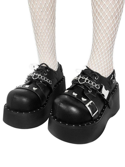 Punk Lolita Platform Toe Devil Shoes Gothic Round Trap