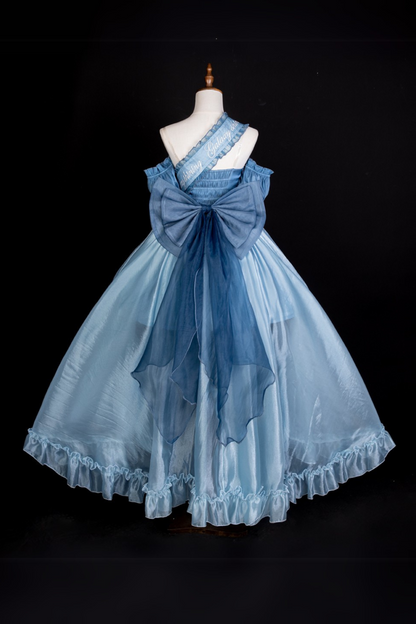 + Swing Fairy Puffy Ribbon Dress Sleeve Blue