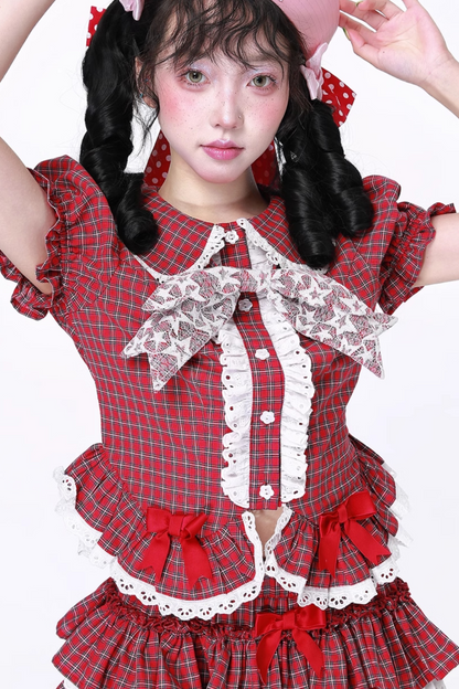 Retro Top Sleeve Check Puff