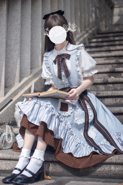 Schleifenhemd Retro-Haargummi Reservierungen + Brosche Alice-Stil Clip Rock Hosenträger