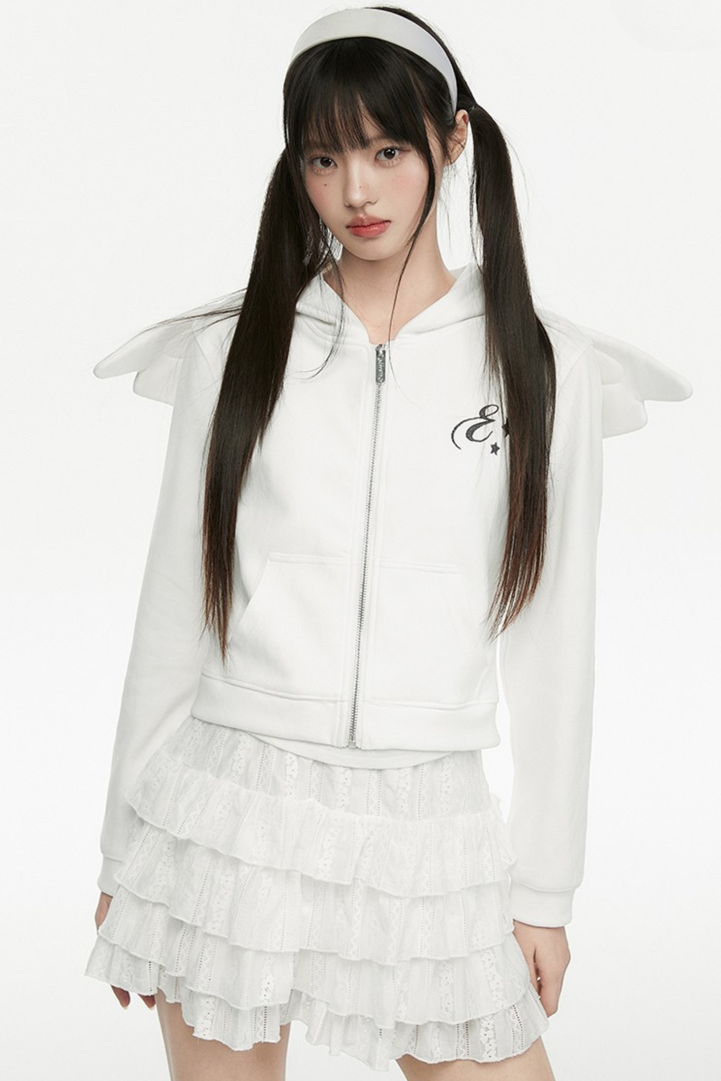 White Wings Hooded Angel Hoodie Short