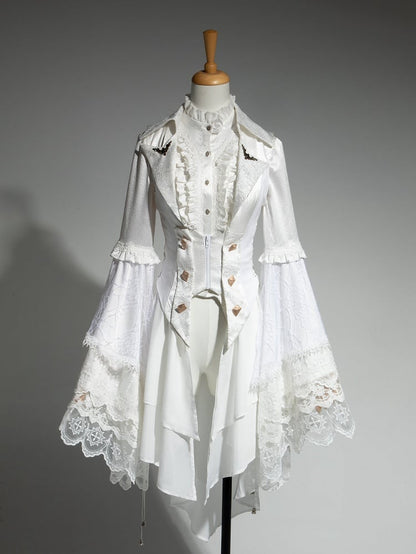 Ouji All Waistcoat Bell White Shirt Tail - Long + Gothic Set Fashion Lolita Sleeves