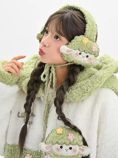 Green Cute Lamb Fleece Earmuffs