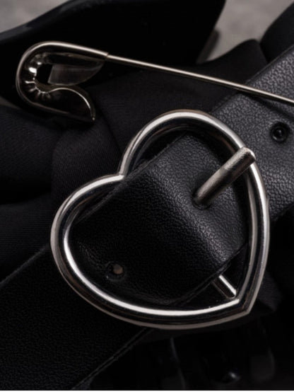 Black with Clip Charm Gothic Bowknot Claw Heart Decorated Buckle