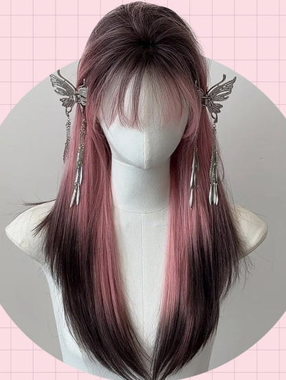 3 Options Long Straight Synthetic Wig With Bangs