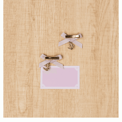 Jirai Kei Dusty Pink Beaded Moon/Heart with Bowknot Hairclips Charm