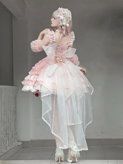 Pink Green Blue Train Tulle Floral /