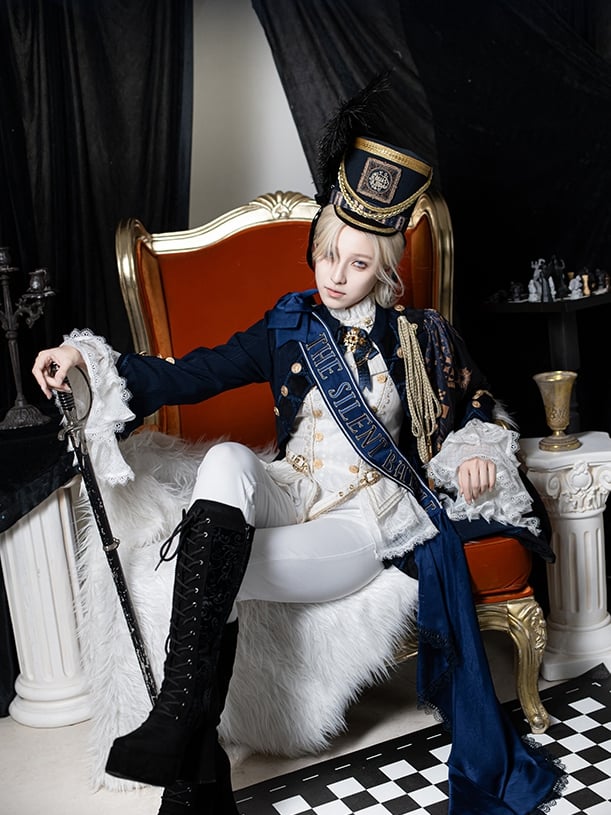Dark Knight Top Long + Fashion Outfit Ouji - Sleeves Lolita White