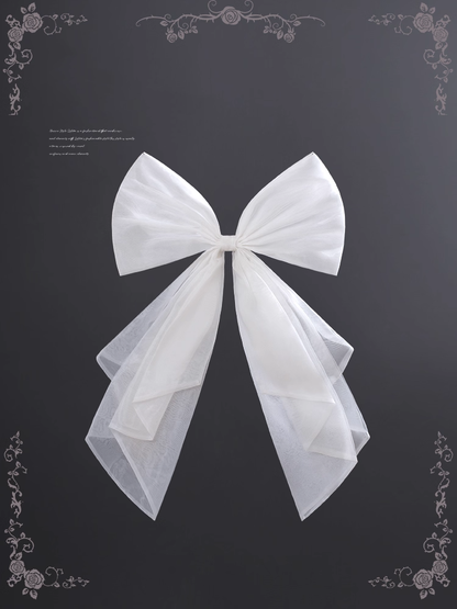 Organza Big White Train Bow