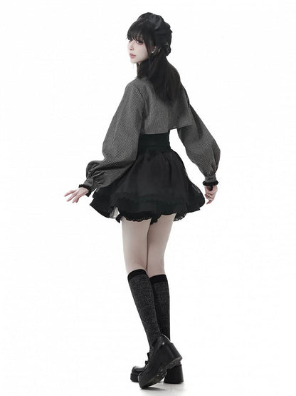 Cross Elastic Attached Bloomers with Black | Skirt Waist Chain Gothic