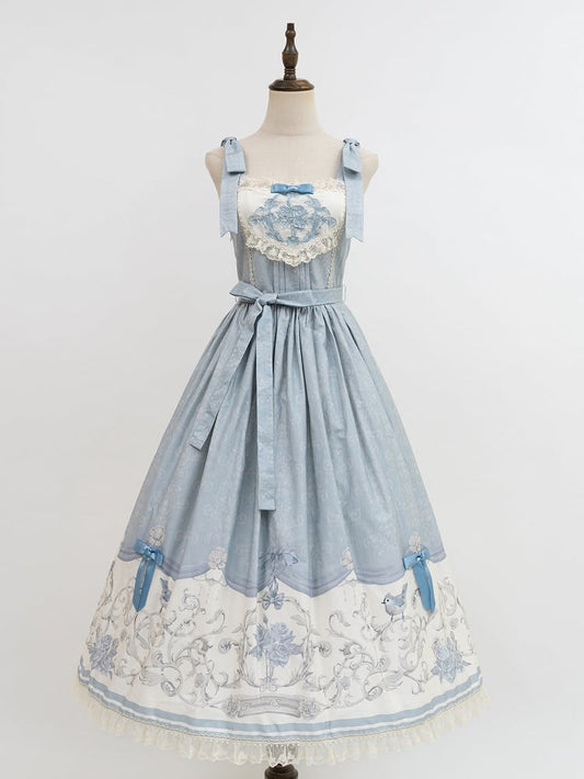 Lolita Skirt and Blue Print Jumper Floral Titmouse