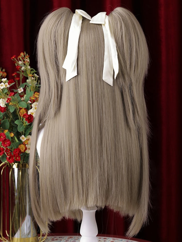 Light Brown Hime Cut Long Straight Synthetic Wig