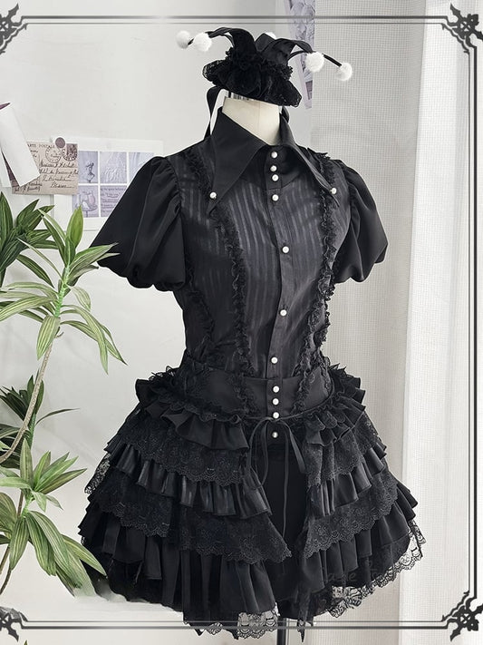 - Outfit Vibes Clown Spitzkragen Schwarz Lolita Ouji Circus