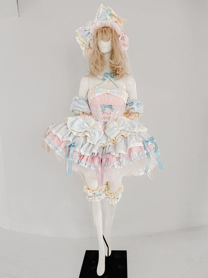 Robe rose et bleue Sweet Princess à volants bouffants et à volants superposés