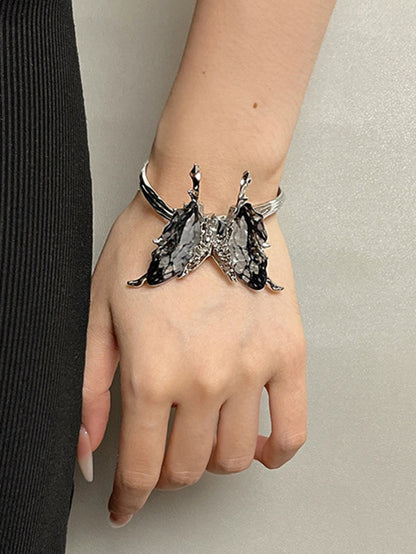 Bracelet papillon strass noir/bleu