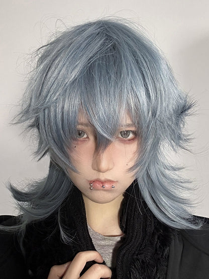 Dusty Blue Ouji Style Wig with Bangs