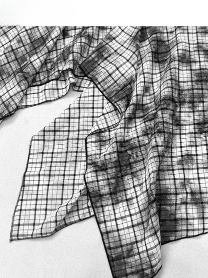 Plaid Handkerchief BlackWhite Y2K Pattern Skirt Hem