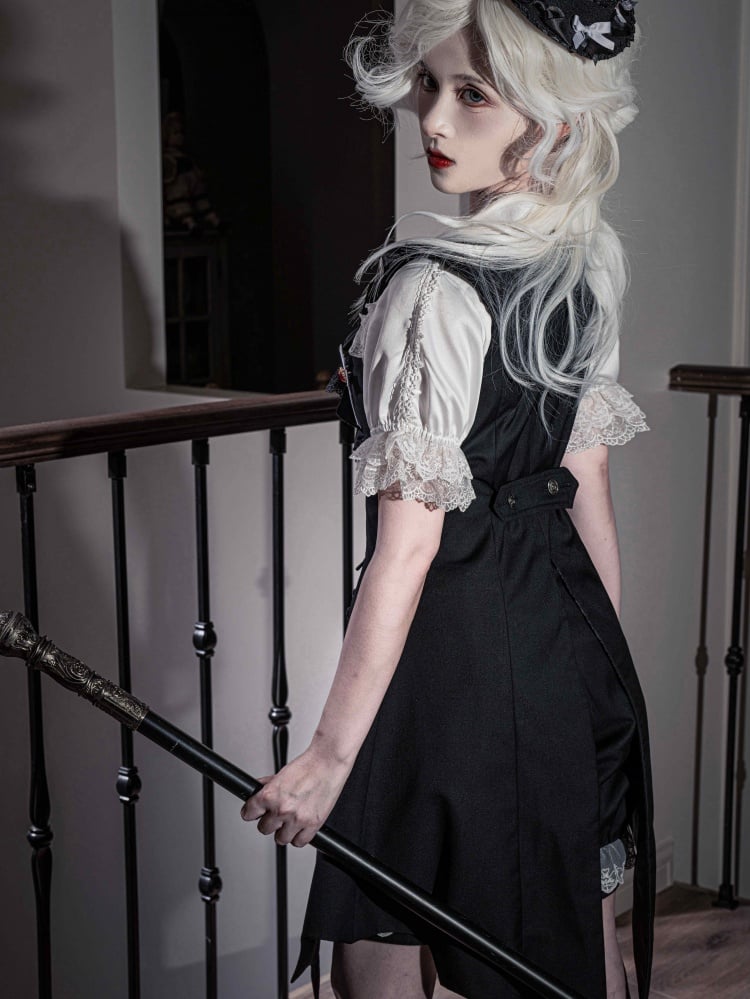 Gilet long en forme d'ailes de chauve-souris gothiques Lolita Ouji noir